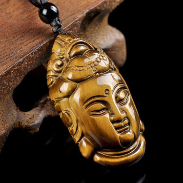 Tiger Eye Hand Carved Guanyin Pendant Necklace-Your Soul Place